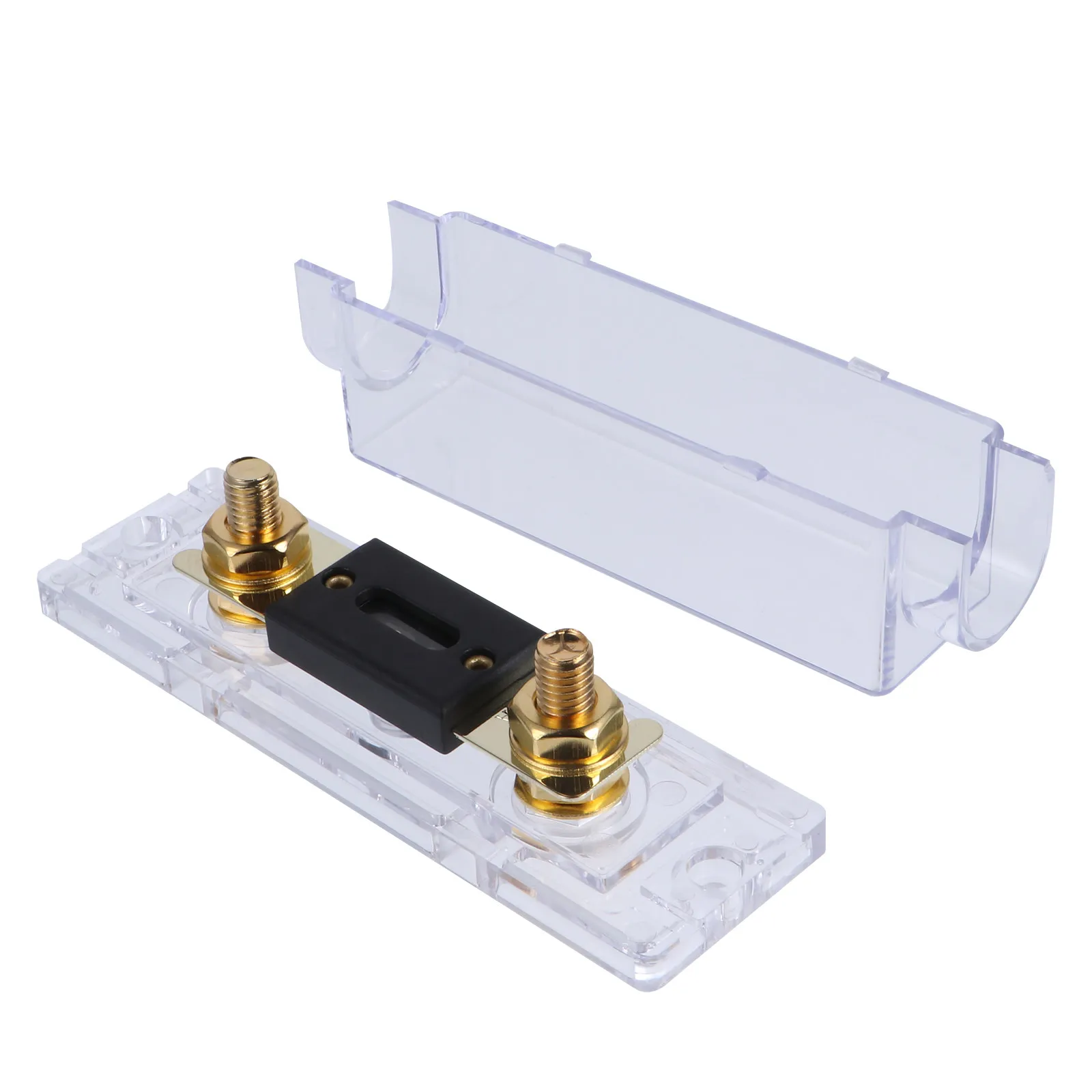 Gold Tone Plated Automotive Fuse Holder Premium Bolt-on Fuse for Car Audio Inverters High Current Use Terminal Motor Boxes