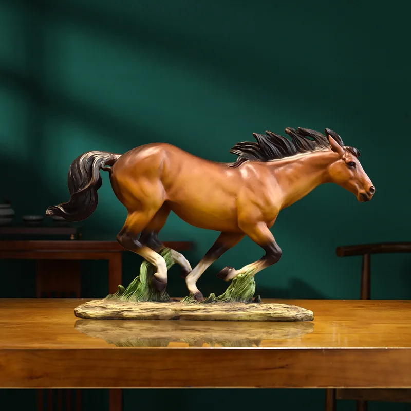 American Horse Running Sculpture Horse Decoration Resin Crafts Home Defeat Moving into the New House Horse Farm Souvenir Decorat