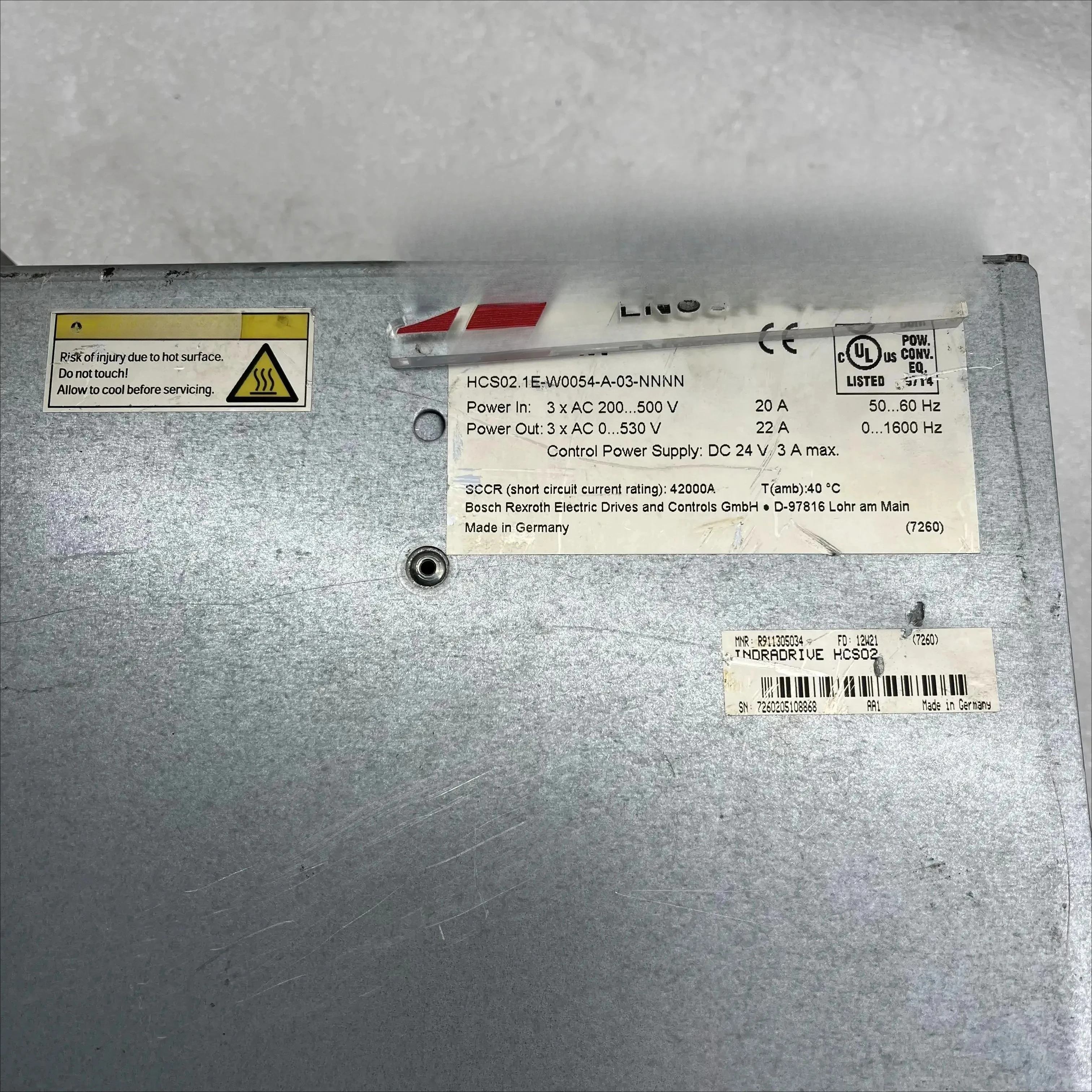 ทดสอบไดรเวอร์เซอร์โวคอนโทรลเลอร์แท้รุ่น HCS02.1E-W0054-A-03-NNNN R911298373 อย่างดี