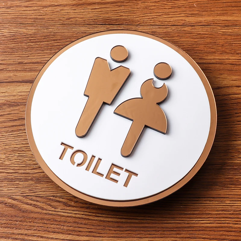 Acrylic WC Men's and Women's Restroom Door Plaque Bathroom Sign Warm Reminder Sign Toilet Signage Door Stickers Self-adhesive