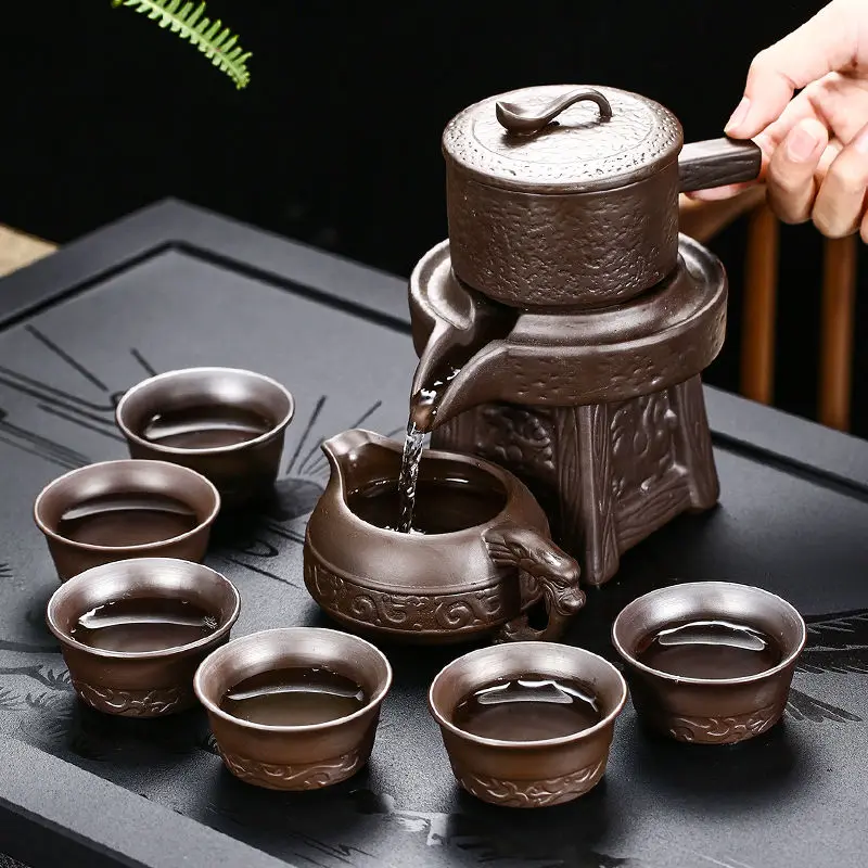 

Chinese Style Purple Clay Tea Set,Semi-automatic Teapot Cup Lazy Man Leisure Home Making Tea Tool Creative ﻿