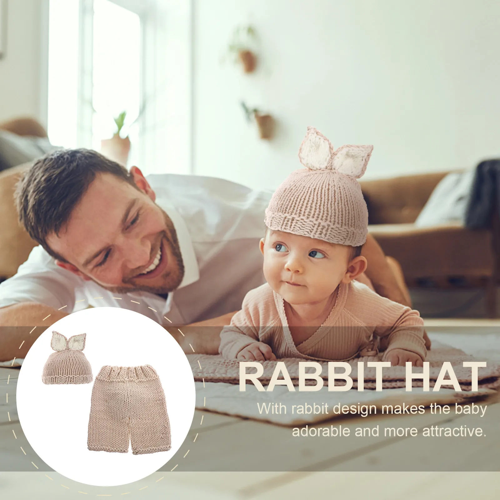 

Baby Photography Costume Set Knitted Rabbit Clothes Newborn Photo Props Infant Hat Pants Outfit For Party Shoot