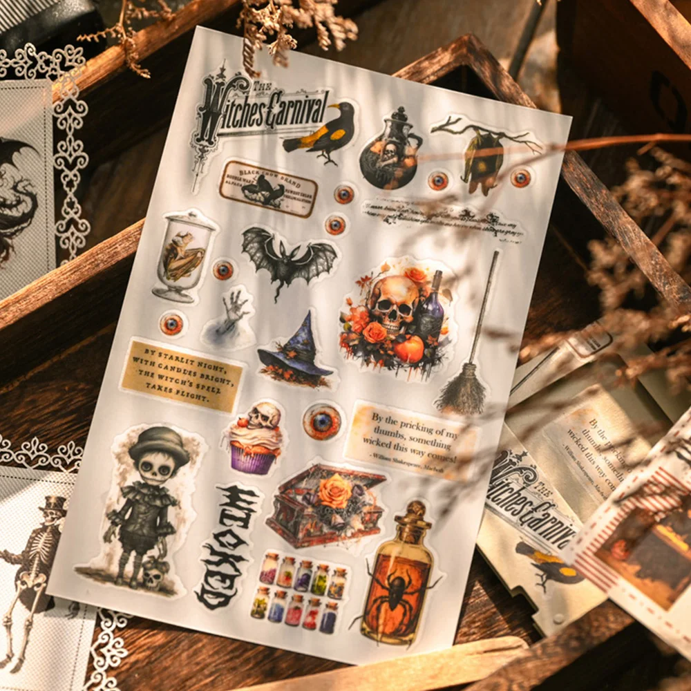 KSCRAFT 2 arkusze Halloween Rub On naklejki Scrapbooking śmieci dziennik rzemiosło naklejki transferowe DIY albumy ze zdjęciami dekoracyjne