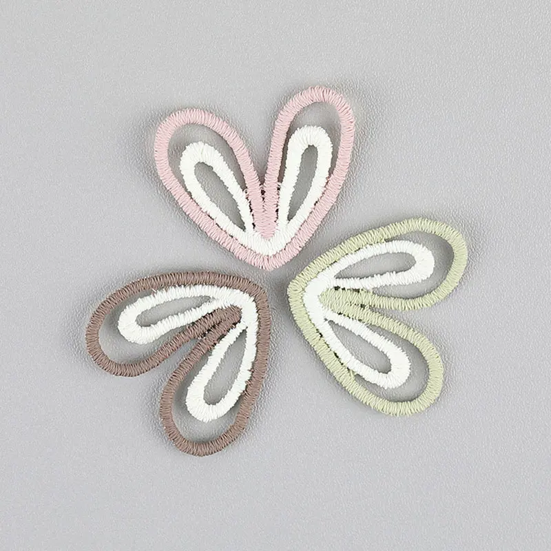30 Stück 2,8*2,6cm Hohle Kaninchenohren-Stickerei-Patches für Haarspangen, Schuhblumen, Mützen-Dekoration und Accessoires – Detail 3