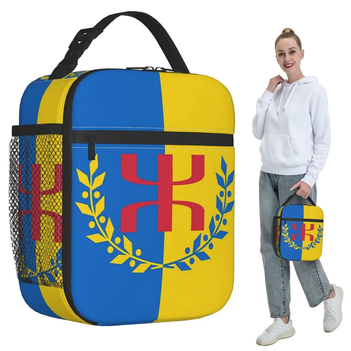 Amazigh Flag Splash Berber Tifinagh Proud Insulated Lunch Bag for Kids School Cooler Thermal Food Box Tote Leakproof Lunch
