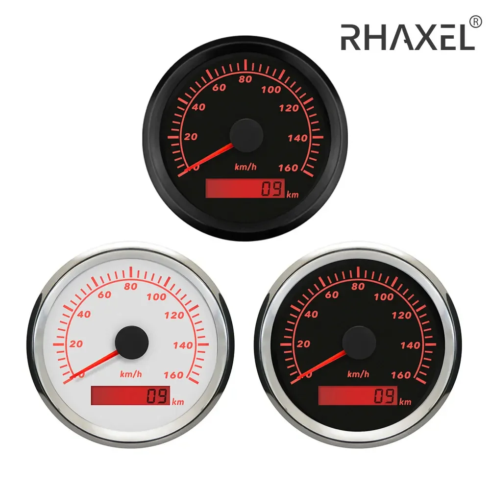 

RHAXEL 85 мм GPS спидометр 0-120 км/ч 0-160 км/ч 0-200 км/ч 0-300 км/ч 0-200 км/ч для яхт, автомобилей, грузовиков, лодок, универсальный 9-32 В