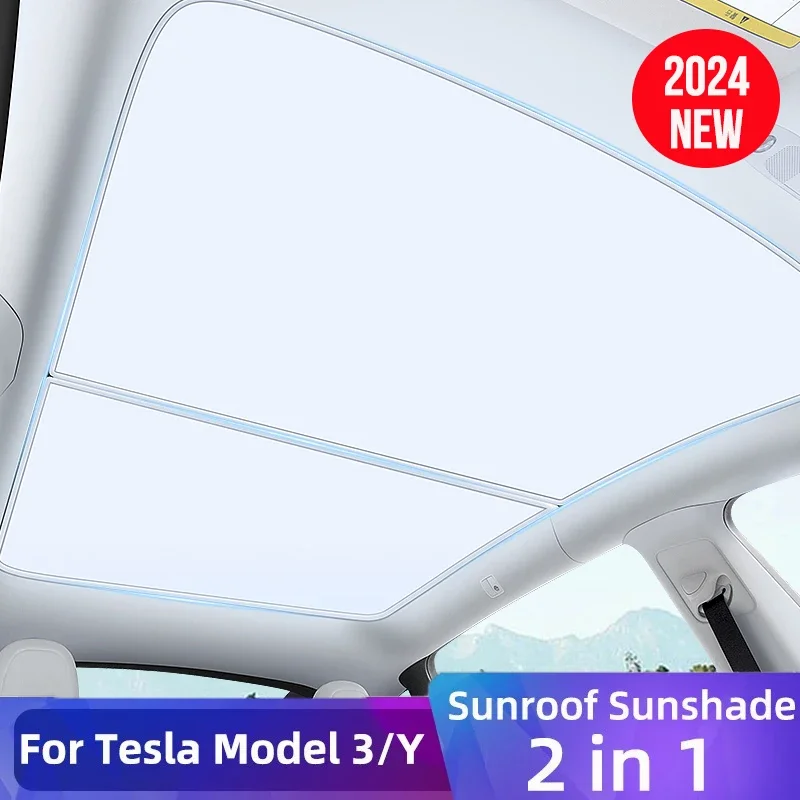 새로운 Tesla Model 3 Y Launch 2021-2025 Sun Shades 유리 지붕 차양 전면 후면 선 루프 채광창 아이스 천 버클 액세서리