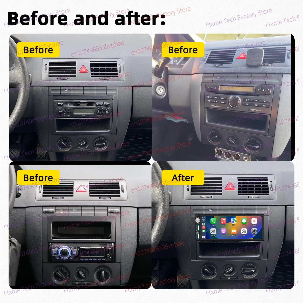 Android 1Din Car Stereo 6.86 Screen for Skoda Fabia 1 I MK1 2000-2007 CarPlay GPS Navigation Multimedia Autoradio Radio HeadUnit