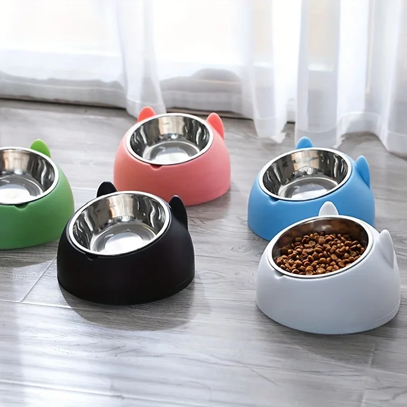 

1pc Stainless Steel Food Drinking Feeding Bowls, for Kitten Puppy Cats Dogs Daily Feeding, Durable Non-Slip Pet Feeder Supplies