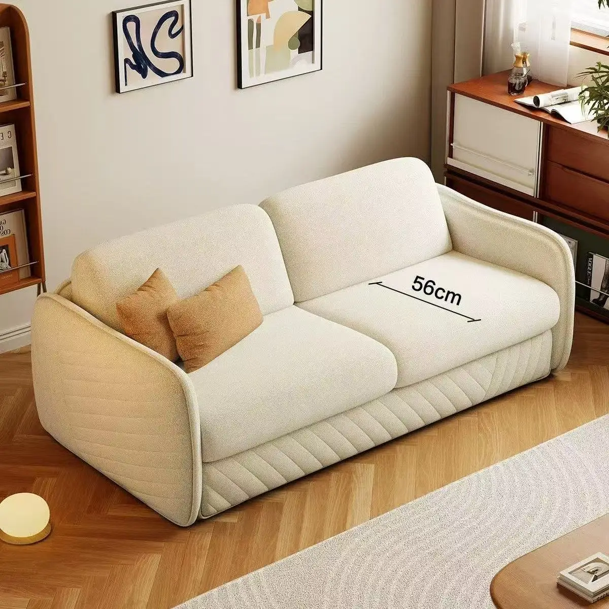 Flip sofa bed, small apartment, foldable, with mattress, living room study home, double fabric sofa