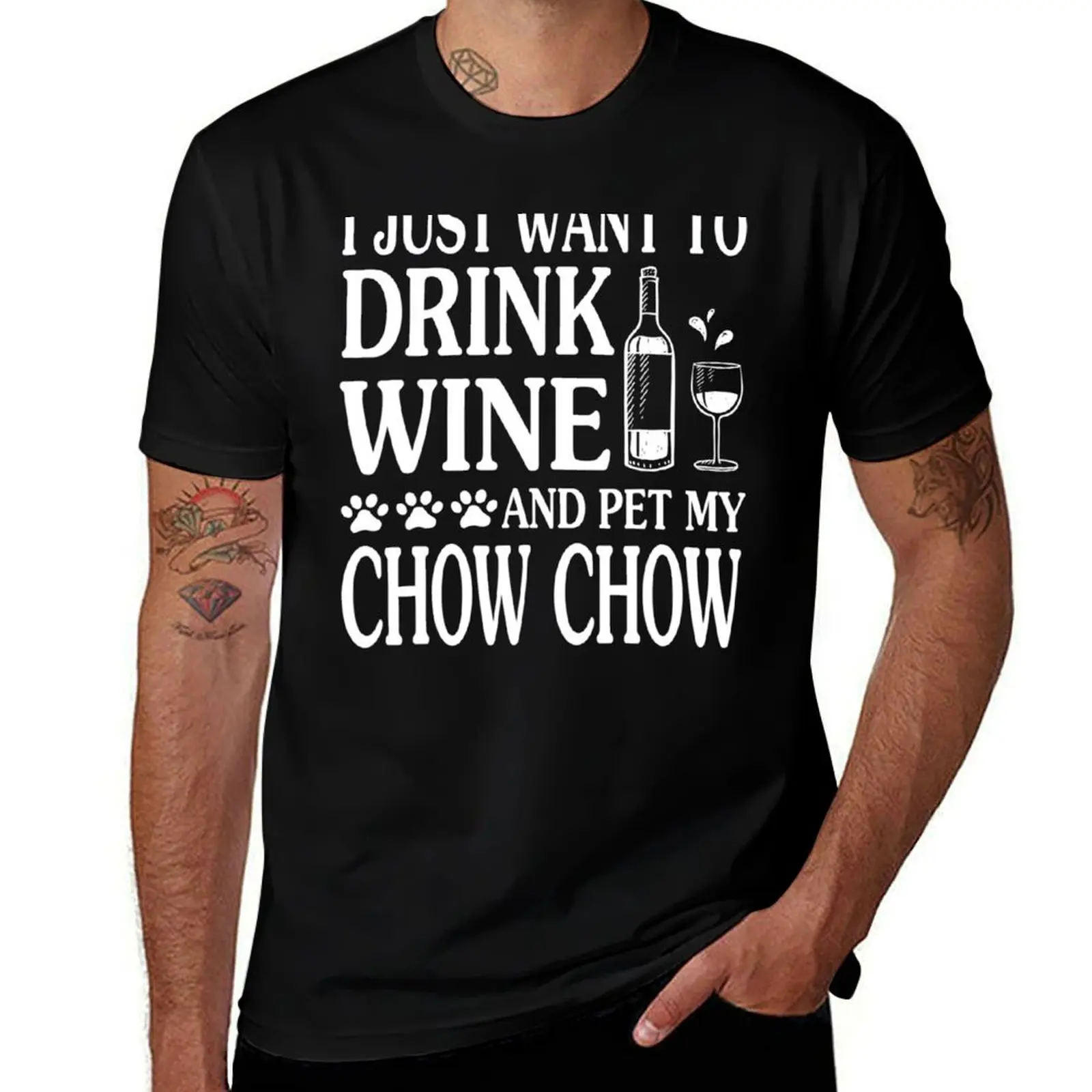 Solo Quiero Beber Vino y Acariciar a mi Perro Chow Chow, Camiseta Ligera para Senderismo