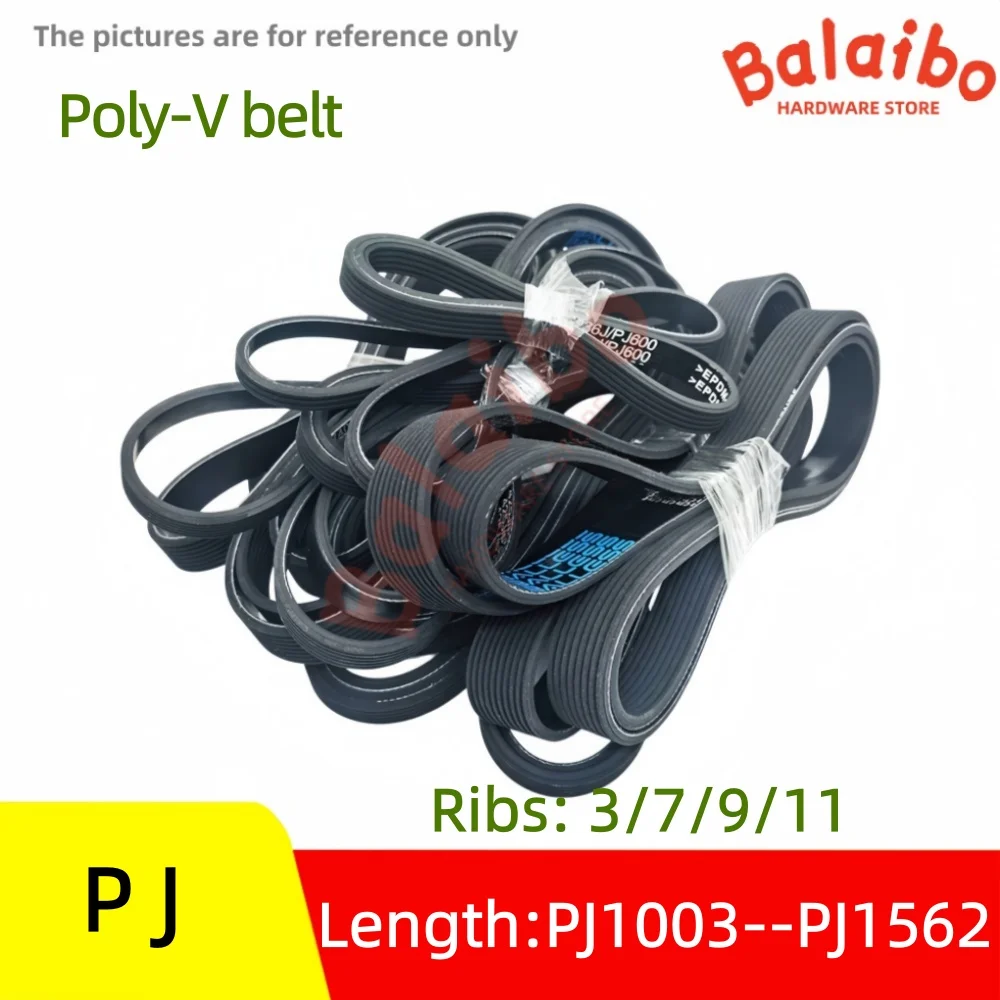 High Torque Rubber Poly-V Belt Ribs: 3/7/9/11 PJ 395J-PJ1003---to 615J-PJ1562