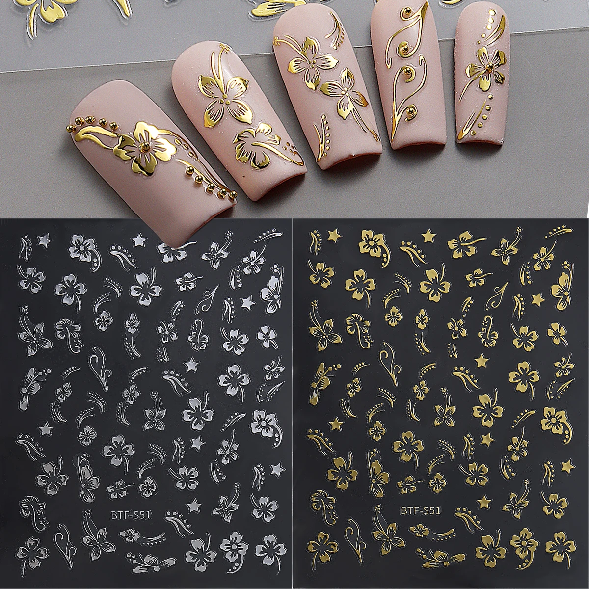 สติ๊กเกอร์ติดเล็บลายดอกชบาสีชม - Nail Art Leopard บทวิจารณ์และราคา