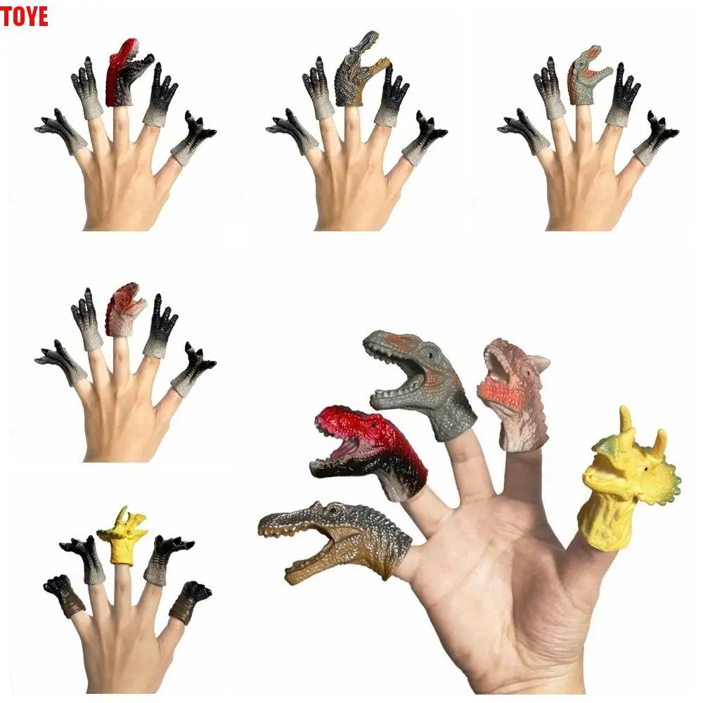 

5pcs Cartoon Dinosaur Dinosaur Finger Puppet Toys Hand Puppets Rubber Dinosaur Head Hand Puppet Colorful Funky