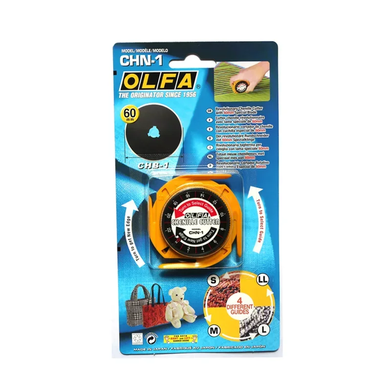 

OLFA CHN-1 Резак для синели со специальным лезвием 60 мм Многоугольный вращающийся круглый нож Многоцелевой резак для ткани Режущие инструменты