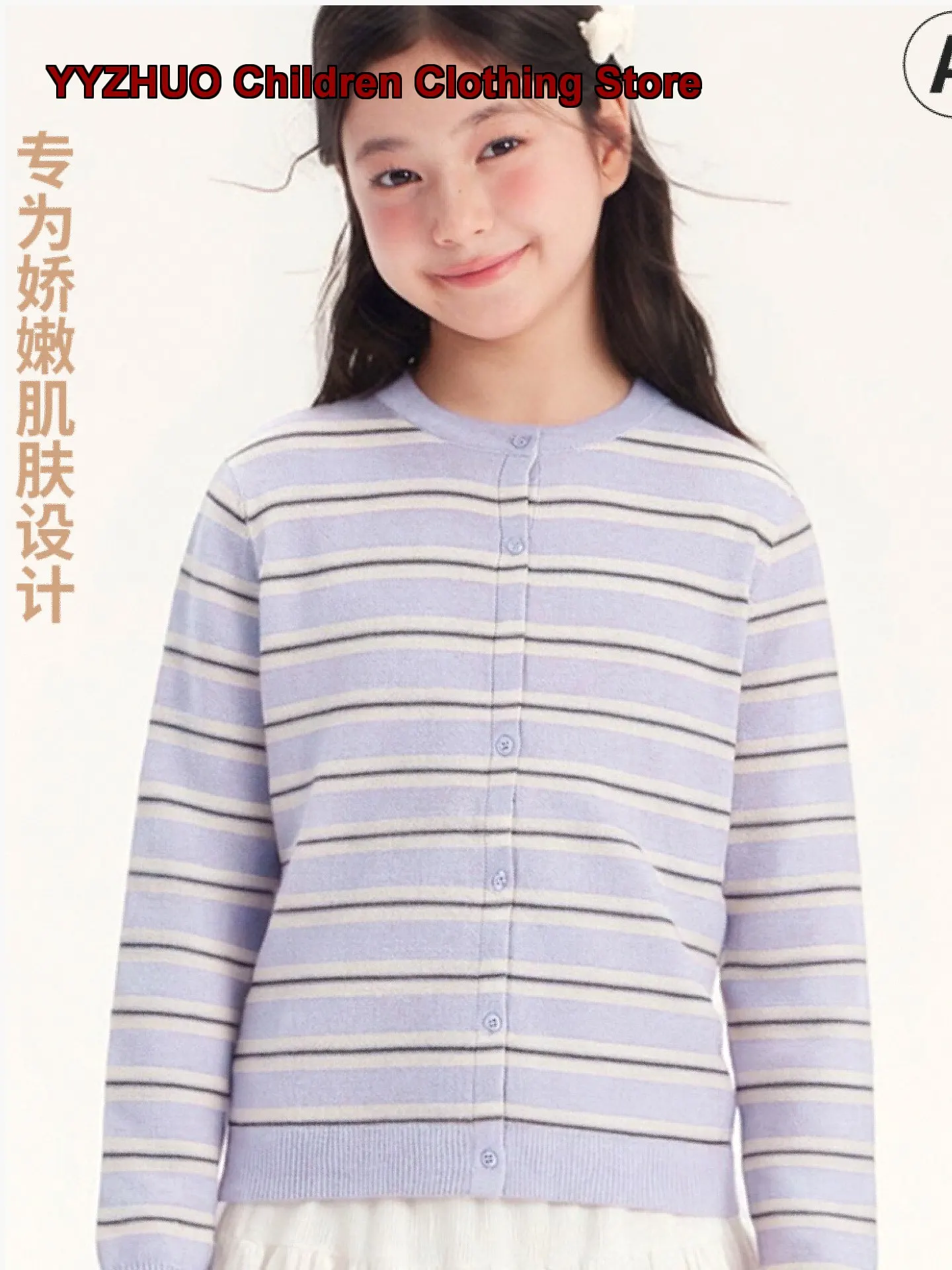 Girls Cardigan Kids Spring Autumn Round Neck Long Sleeves Thin Knit Top for Teenagers Older Kids