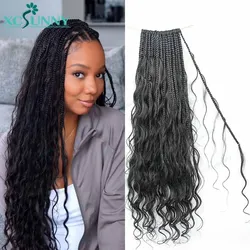 Body Wave Crochet Boho Braids Human Hair Pre-looped Boho Box Braids Crochet Human Hair With Curly Ends For Black Women