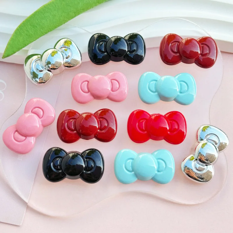 10pcS Medium Butterfly Bow Resin DIY Shoes Hat Barrette Mobile Phone Case Decoration Cream Glue Clothes Flat Back Patch