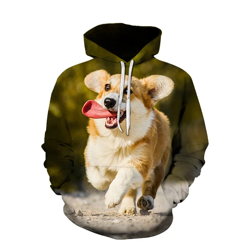 

Funny 3D Pet Dog Graphic Hoodies Corgi Collie Men Black Hoodie Family Parent-child Pullovers Casual Hooded Sweatshirts Coat Tops