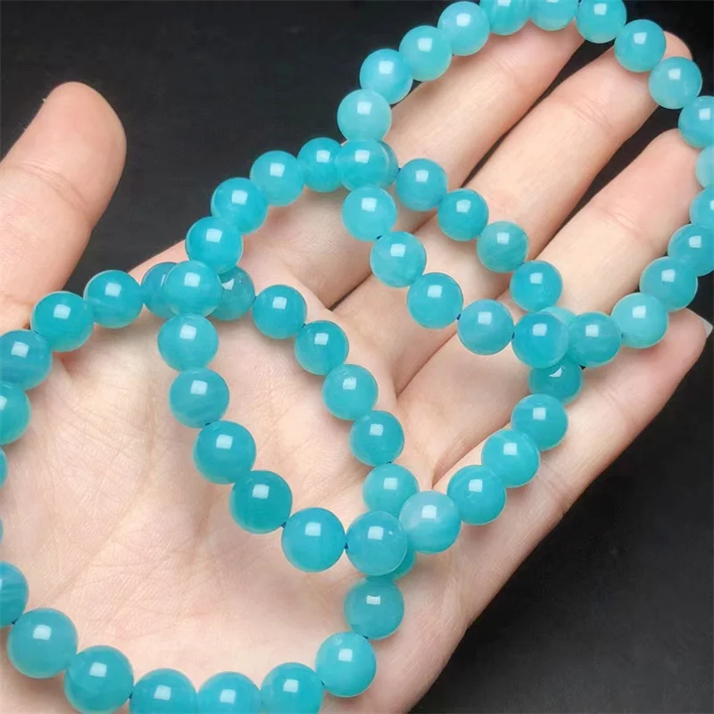 Natural Amazonite Bracelet Accessories Luxury Jewelry Quartz Crystal Stone Bangle 1pcs 8MM