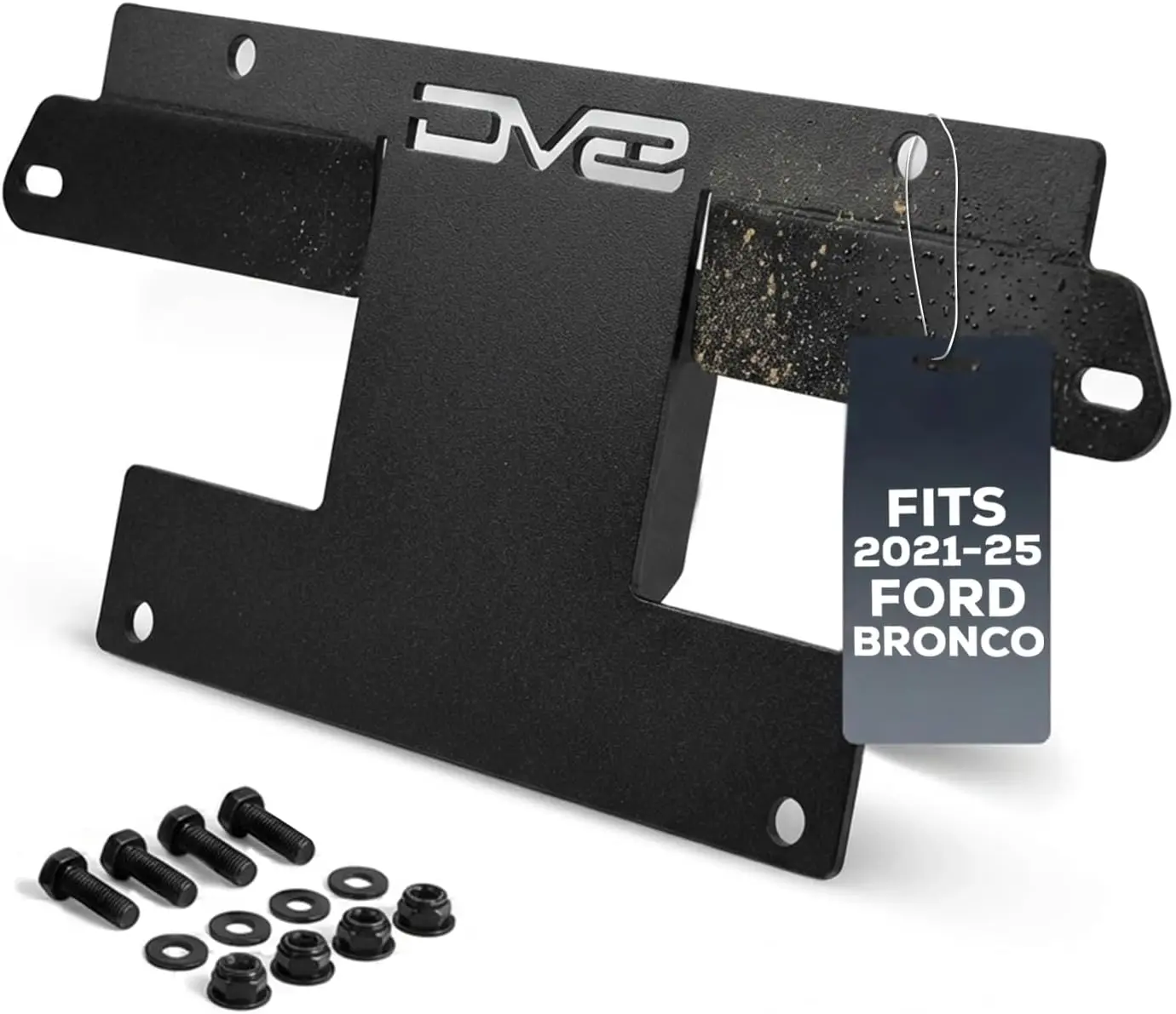 

No-Drill Front License Plate Bracket for 2021-2025 Ford Bronco, Fits OEM Steel Bumper, Keeps Grille Clear