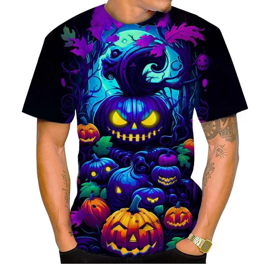 

Halloween Pumpkin Head Fashion T-shirt 3D Printed Halloween T-shirt Personality Men and Women Casual Harajuku T-shirt Horror Top