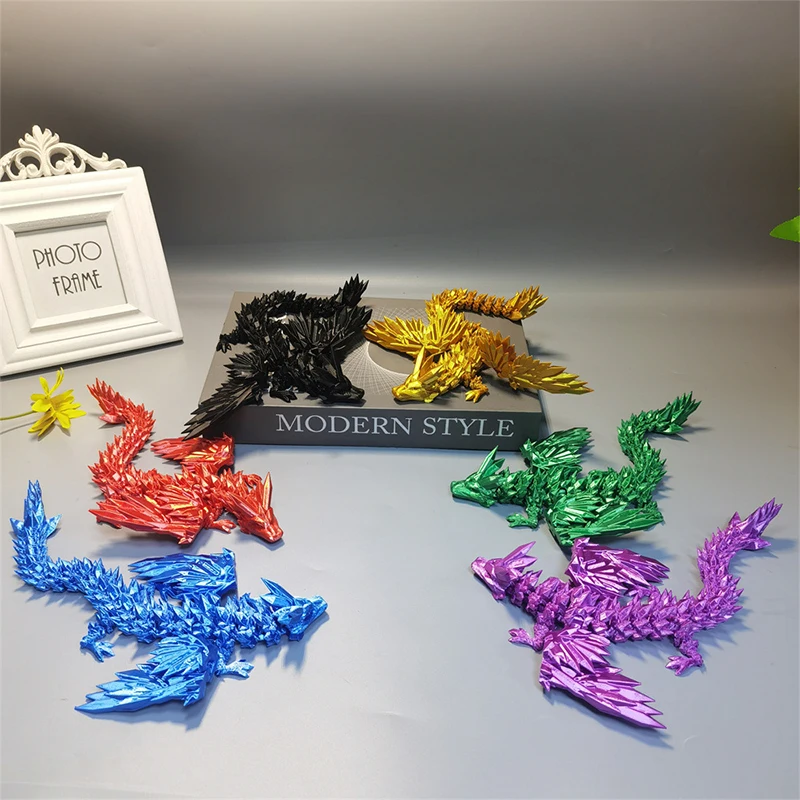 1PC 3D Printed Dragon Living Room Ornaments Multi-jointed Movable Dragon With Wings Tabletop Home Decoration