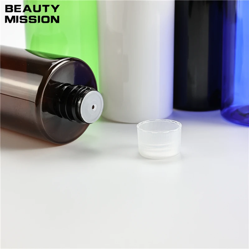 Multicolor 200ML X 25 Cleansing Oil Chunky Plastic Flat Shoulder Bottle With Screw Cap Empty Cosmetics Packaging PET Containers