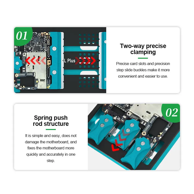 RELIFE RL-601L PLUS Universal Doppel-slot Motherboard Leuchte Telefon IC Chip BGA PCB Motherboard Jig Board Halter Reparatur werkzeuge – Detail 12