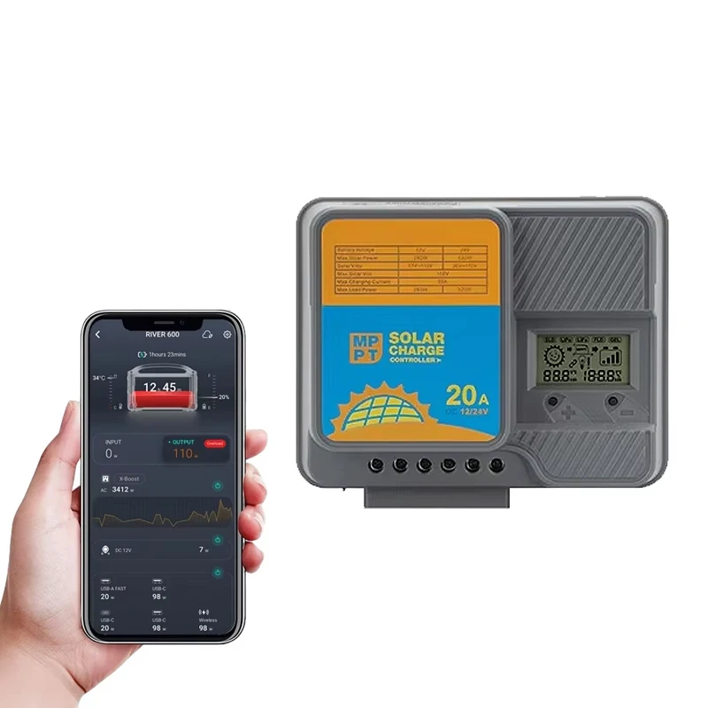 

MPPT Solar Charge Discharge Controller 12V 24V 48V Auto 20A 30A 40A Max Open Circuit Voltage Under 150V APP Remote Monitoring