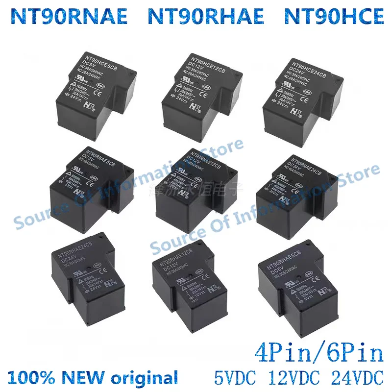 5PCS NT90RHAE12CB NT90RNAE05CB NT90HCE24CB Relay 4Pin/6Pin 5VDC 12V 24V 100% New original