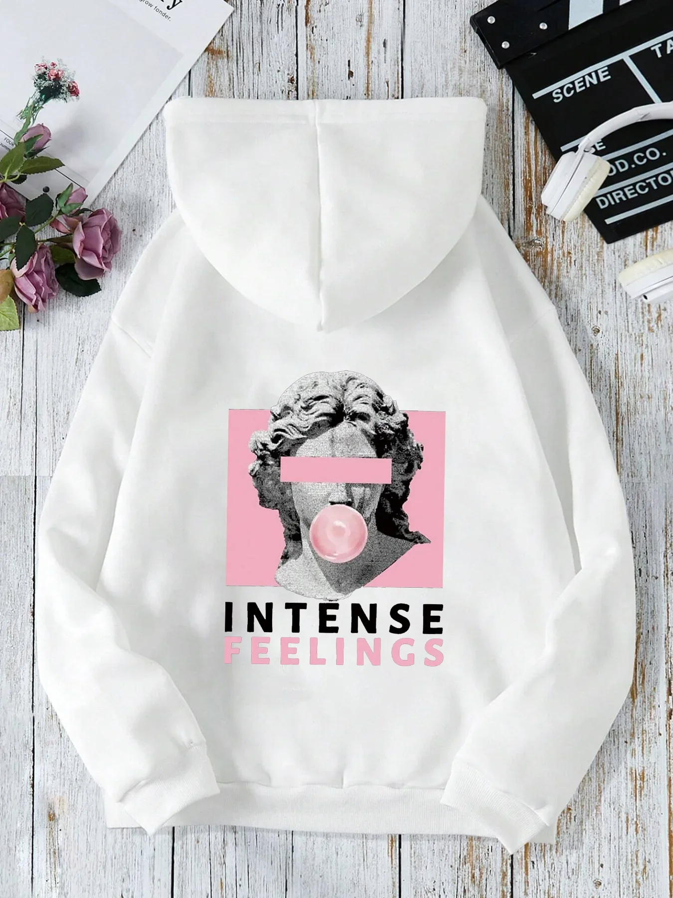 

Intense Feelings Drop Sculpture Creative Print Women Hoodies O-Neck Casual Pullover Hip Hop Hoody Pocket Sweatshirt Y2k Clothes