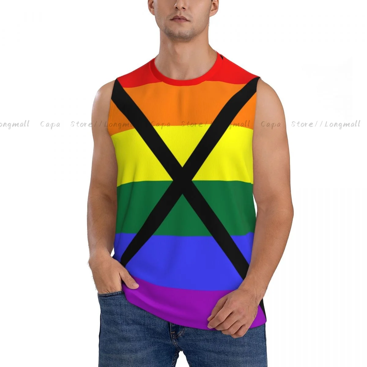 

Men's Tank Top Summer Training Undershirt LGBT Rainbow Flag Men quick-dry Breathable Tank Top Casual Sports Vest