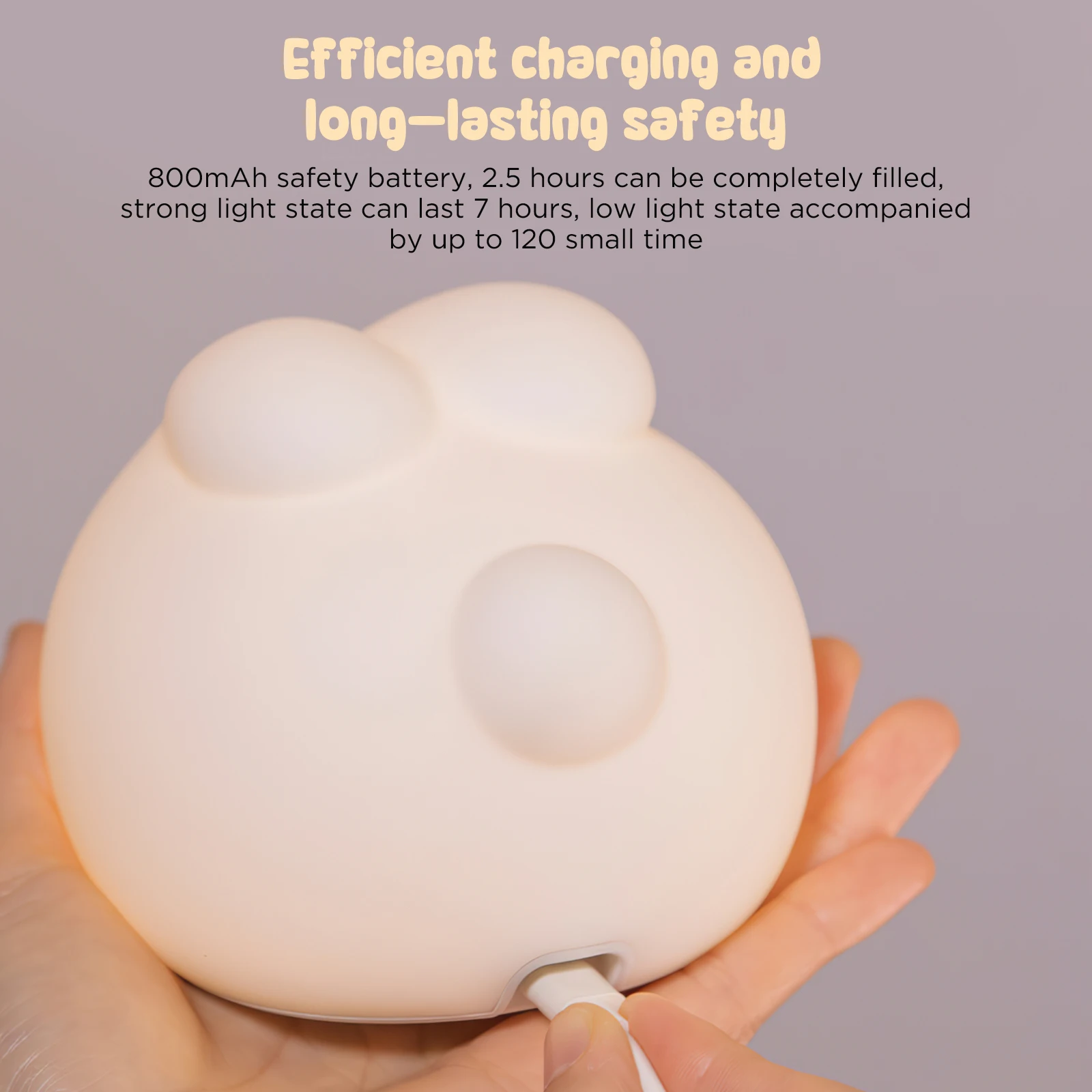 Led Silicone Night Light 3 Levels Adjustable USB Bedroom Bedside Cute Rabbit Lamp With Timing Function Night Lamp For Kids ​Gift