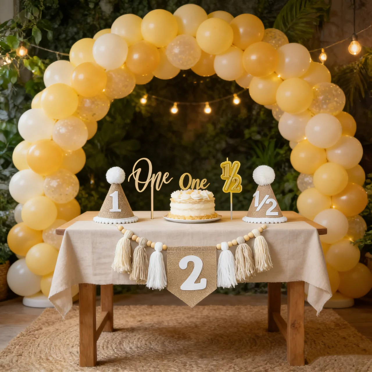 Geburtstagsbanner Handgefertigt Hochstuhl Boho Geburtstagshut Neutral 1. Geburtstag Partydekoration für Baby Jungen Mädchen