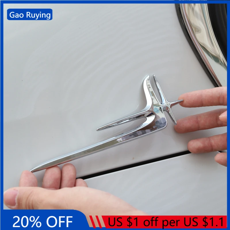 

For Mercedes Benz C E Class W205 W213 16-29 ABS Silver Car Lengthened Standard rear side emblem Trim 3D Sticker Car Accessories