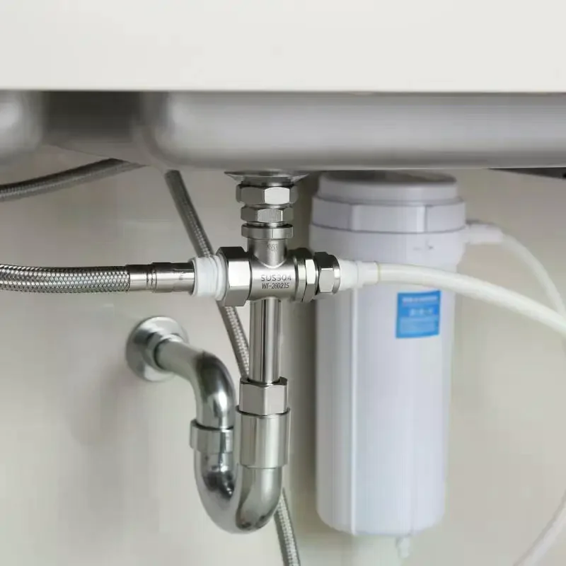 Sliver RO Feed Water Adapter 1/2 to 1/4 3/8 Shut Off Ball Valve Corrosion Resistant for Kitchen Under Sink Water Filter