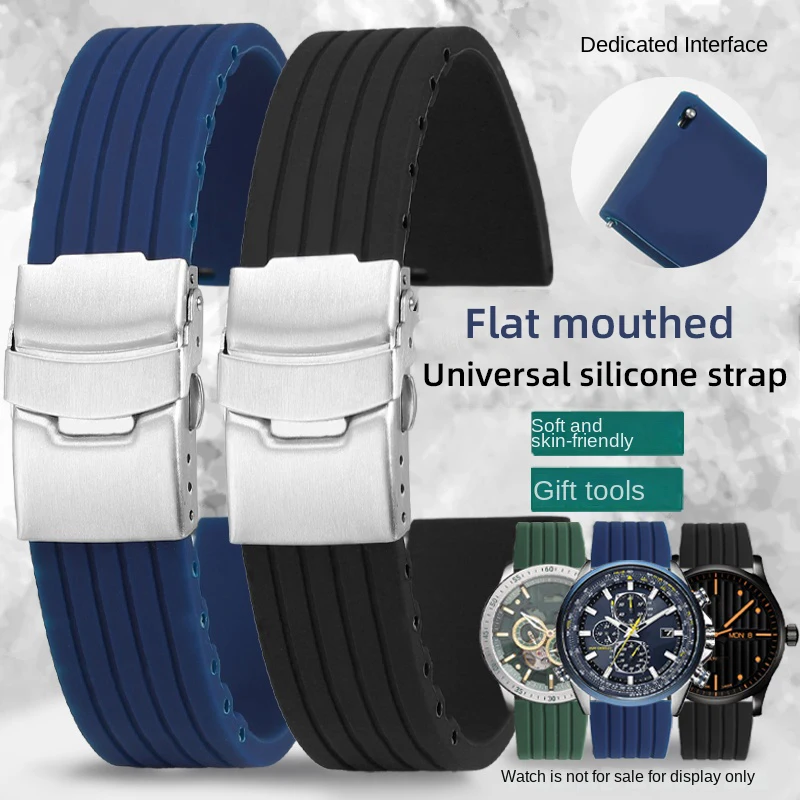 

20mm 22mm Soft Silicone For Omega Casio Mido Multifort Tissot Citizen Seiko Universal Watch Bands Rubber Strap Men's Bracelet