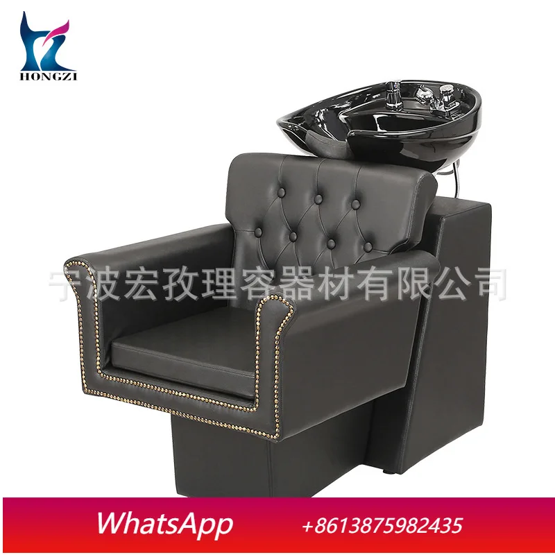 LTT Sitting Shampoo Chair Shampoo Bed with Ceramic Basin Flush Bed Salon Equipment