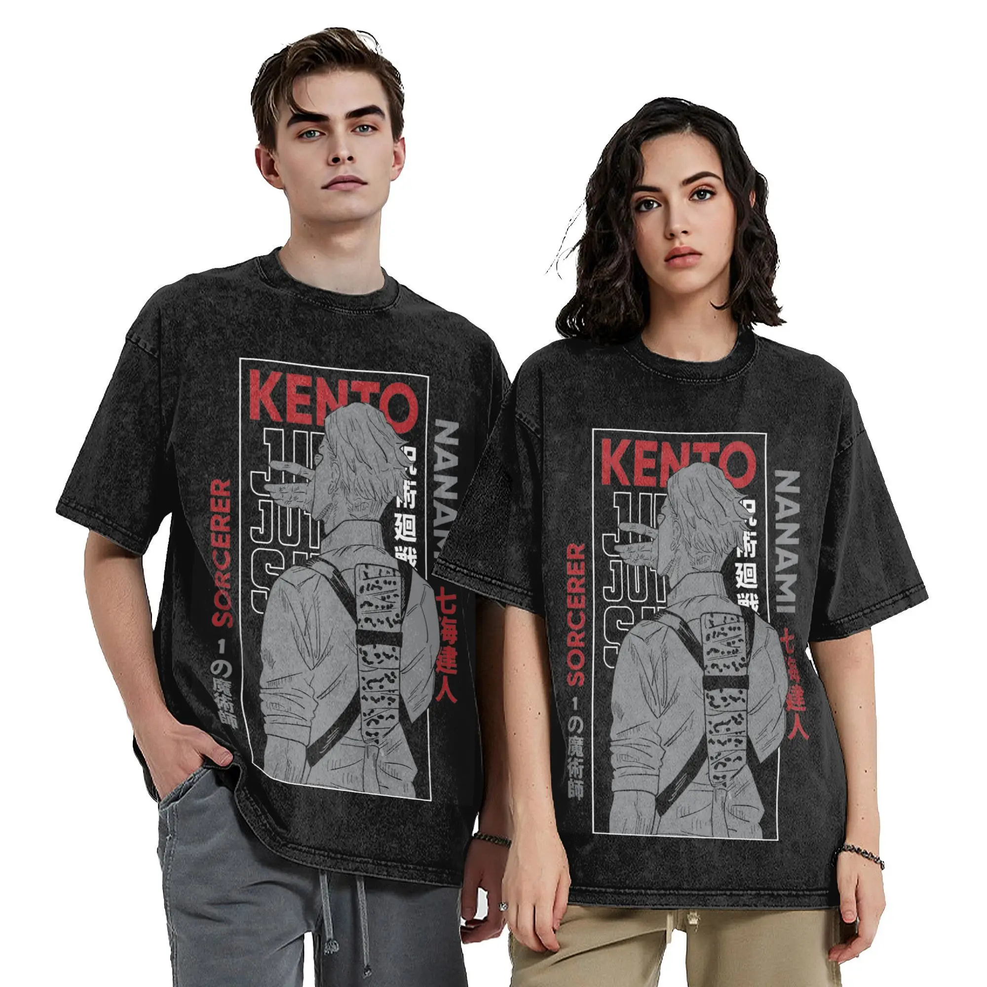 Nanami Kento Jujutsu Kaisen T Shirts Hip Hop Washed 100% Cotton High Street T-Shirts for Men Women Tops Streetwear Summer Tees