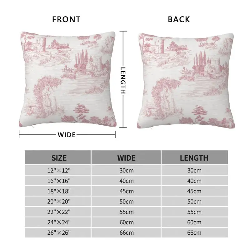 Custom Vintage Toile De Jouy Pillow Case Home Decorative 3D Double Side Printed Blush Pink White Cushion Cover for Sofa