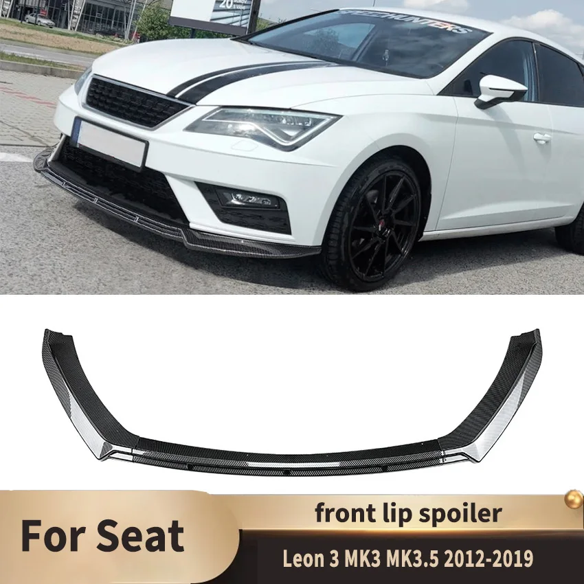 3Pcs Front Bumper Lip Spoiler Splitter Body Kit Tuning for Seat Leon MK3 MK3.5 2012-2019 Auto Accessories Guard Protector Cover