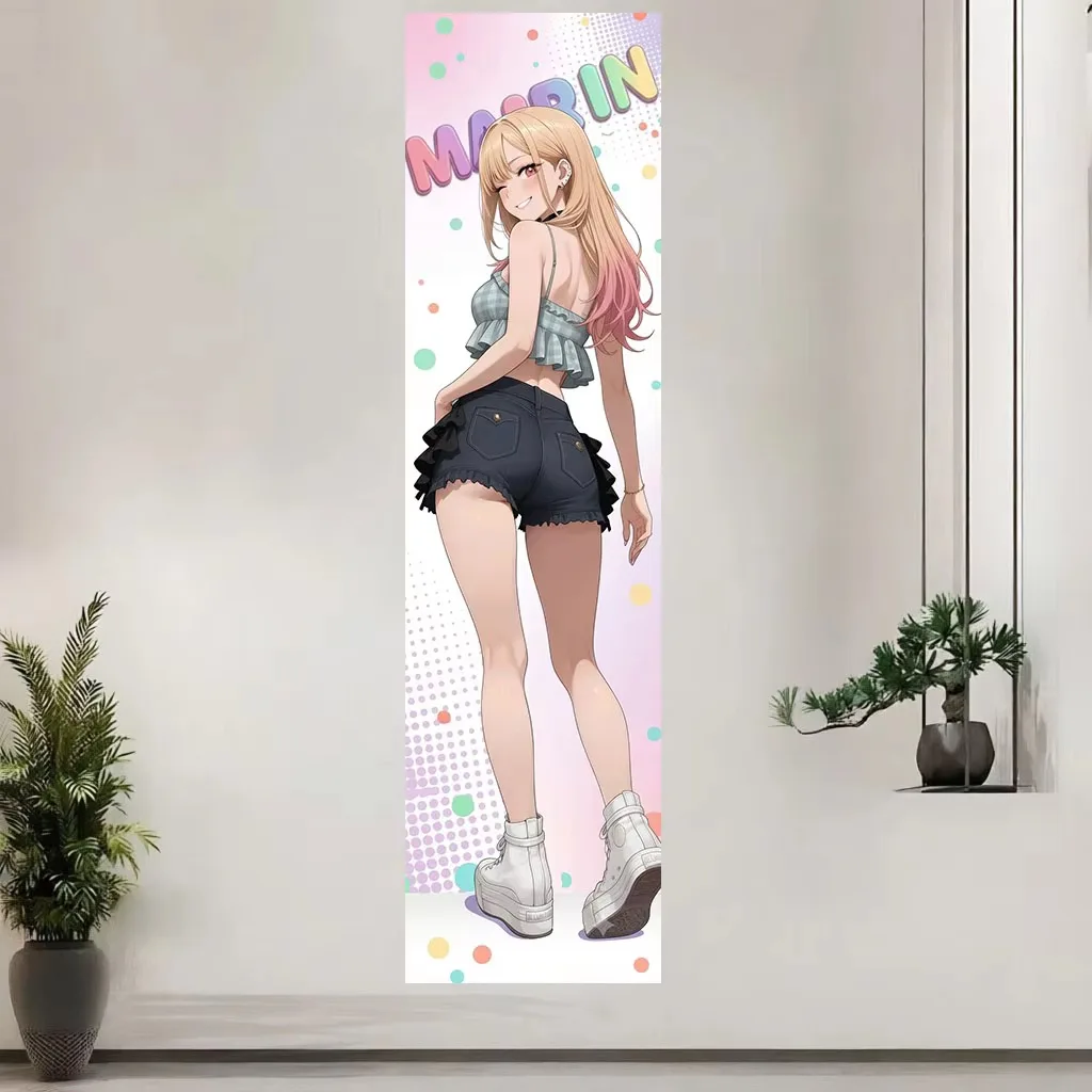 Extra Long Vertical Y2K M-Marin K-Kitagawa Tapestry, Anime Girl Print Polyester Wall Hanging Kawaii Decor for Bedroom Door Otaku