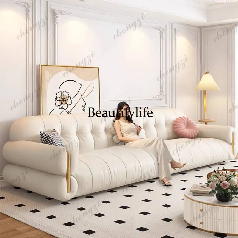 

Modern Beige Living Room Sofas Vintage Retro Luxury Lazy Living Room Sofas Boneless Leather Woonkamerbanken Furniture Home