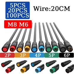 5/20/100PCS Julet M6 M8 Sensor Waterproof Electric Bicycle Butt Joint Plug Male Female Ebike Display Cable Connector Wire 20cm