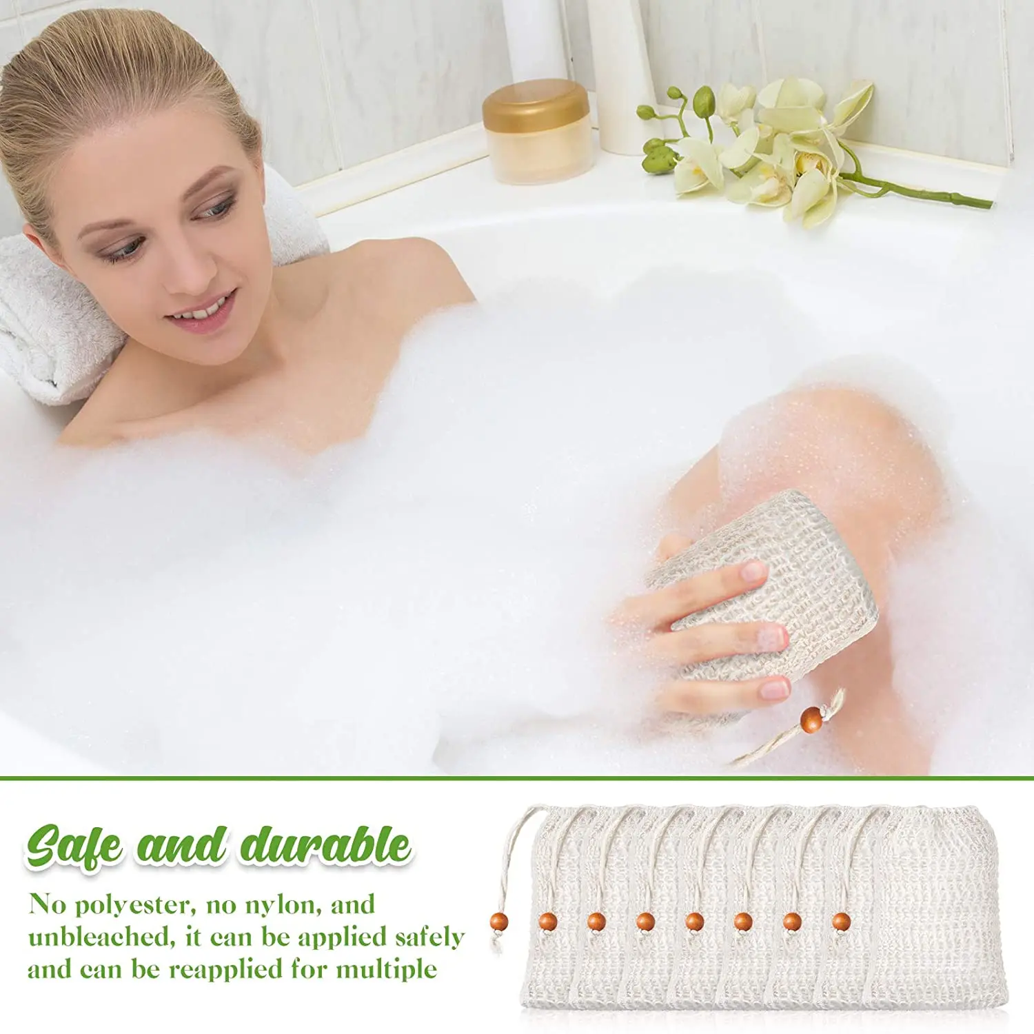 YWDZ-36 Pack Soap Exfoliating Bags,Soap Saver Made Sisal Mesh Soap Bag Bar Soap Bag With Drawstring For Bath & Shower Use
