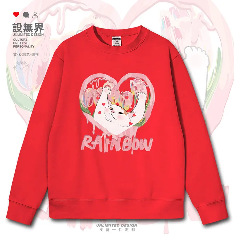 Original Love Cat Tulip Cute and Cute Handdrawn mens hoodies clothing sporting winter sweatshirt hoodie autumn winter clothes