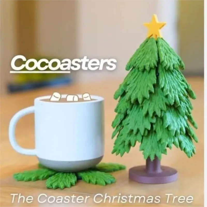 

Christmas Style Tree Shaped Cup Coaster ABS Desktop Tableware Mat Creative Home Decoration Desktop Insulation Cup Pad ZG487