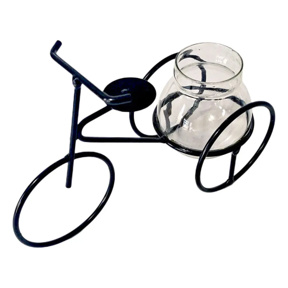 

Creative Bicycle Style Flowerpot Transparent Glass Vase Premium Material Green Plant Container Water Planting Vase