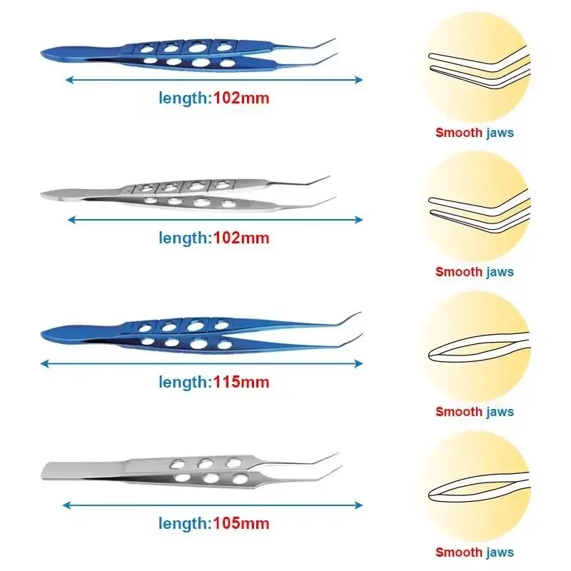 

GREATLH Stainless/Titanium Mcpherson Lens Forceps Lens Implantation Forceps Eyelid Clamp Ophthalmic Instrument Four Types